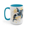 Orca Whale Tribal Blue Yellow Color Splash Ink Art Two-Tone Coffee Mugs 15Oz / Light Mug