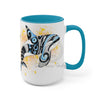 Orca Whale Tribal Blue Yellow Color Splash Ink Art Two-Tone Coffee Mugs 15Oz Mug