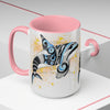 Orca Whale Tribal Blue Yellow Color Splash Ink Art Two-Tone Coffee Mugs 15Oz Mug