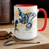 Orca Whale Tribal Blue Yellow Color Splash Ink Art Two-Tone Coffee Mugs 15Oz Mug