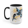 Orca Whale Tribal Blue Yellow Color Splash Ink Art Two-Tone Coffee Mugs 15Oz Mug