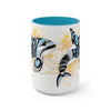 Orca Whale Tribal Blue Yellow Color Splash Ink Art Two-Tone Coffee Mugs 15Oz Mug