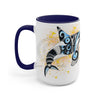 Orca Whale Tribal Blue Yellow Color Splash Ink Art Two-Tone Coffee Mugs 15Oz / Mug