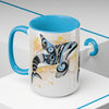 Orca Whale Tribal Blue Yellow Color Splash Ink Art Two-Tone Coffee Mugs 15Oz Mug