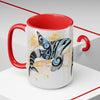 Orca Whale Tribal Blue Yellow Color Splash Ink Art Two-Tone Coffee Mugs 15Oz Mug