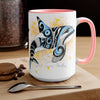 Orca Whale Tribal Blue Yellow Color Splash Ink Art Two-Tone Coffee Mugs 15Oz Mug