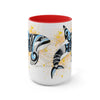 Orca Whale Tribal Blue Yellow Color Splash Ink Art Two-Tone Coffee Mugs 15Oz Mug