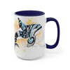 Orca Whale Tribal Blue Yellow Color Splash Ink Art Two-Tone Coffee Mugs 15Oz Mug