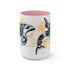 Orca Whale Tribal Blue Yellow Color Splash Ink Art Two-Tone Coffee Mugs 15Oz Mug