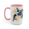 Orca Whale Tribal Blue Yellow Color Splash Ink Art Two-Tone Coffee Mugs 15Oz / Pink Mug