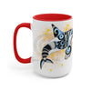 Orca Whale Tribal Blue Yellow Color Splash Ink Art Two-Tone Coffee Mugs 15Oz / Red Mug