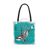 Orca Whale Tribal Doodle Teal Tote Bag Large Bags