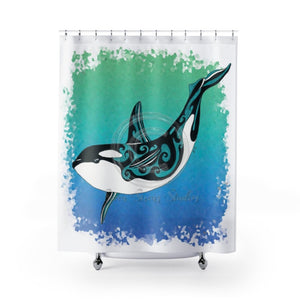 Orca Whale Tribal Ink Art Shower Curtains 71X74 Home Decor