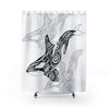 Orca Whale Tribal Ink Black & White Shower Curtain 71X74 Home Decor