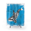 Orca Whale Tribal Ink Blue Shower Curtain 71X74 Home Decor
