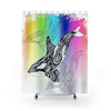 Orca Whale Tribal Ink Rainbow Shower Curtain 71X74 Home Decor