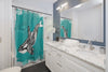 Orca Whale Tribal Ink Teal Shower Curtain Home Decor