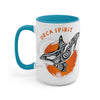 Orca Whale Tribal Orange Spirit Ink Art Two-Tone Coffee Mugs 15Oz / Light Blue Mug