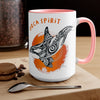 Orca Whale Tribal Orange Spirit Ink Art Two-Tone Coffee Mugs 15Oz Mug