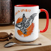 Orca Whale Tribal Orange Spirit Ink Art Two-Tone Coffee Mugs 15Oz Mug