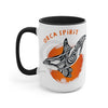 Orca Whale Tribal Orange Spirit Ink Art Two-Tone Coffee Mugs 15Oz Mug