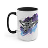Orca Whale Tribal Purple Blue Watercolor Ink Art Two-Tone Coffee Mugs 15Oz / Black Mug