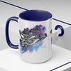 Orca Whale Tribal Purple Blue Watercolor Ink Art Two-Tone Coffee Mugs 15Oz Mug