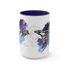 Orca Whale Tribal Purple Blue Watercolor Ink Art Two-Tone Coffee Mugs 15Oz Mug