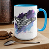 Orca Whale Tribal Purple Blue Watercolor Ink Art Two-Tone Coffee Mugs 15Oz Mug