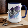 Orca Whale Tribal Purple Blue Watercolor Ink Art Two-Tone Coffee Mugs 15Oz Mug