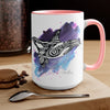 Orca Whale Tribal Purple Blue Watercolor Ink Art Two-Tone Coffee Mugs 15Oz Mug