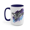 Orca Whale Tribal Purple Blue Watercolor Ink Art Two-Tone Coffee Mugs 15Oz / Mug