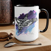 Orca Whale Tribal Purple Blue Watercolor Ink Art Two-Tone Coffee Mugs 15Oz Mug