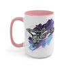 Orca Whale Tribal Purple Blue Watercolor Ink Art Two-Tone Coffee Mugs 15Oz / Pink Mug