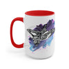 Orca Whale Tribal Purple Blue Watercolor Ink Art Two-Tone Coffee Mugs 15Oz / Red Mug