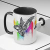 Orca Whale Tribal Rainbow Color Splash Ink Art Two-Tone Coffee Mugs 15Oz Mug