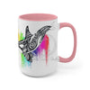 Orca Whale Tribal Rainbow Color Splash Ink Art Two-Tone Coffee Mugs 15Oz Mug