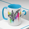 Orca Whale Tribal Rainbow Color Splash Ink Art Two-Tone Coffee Mugs 15Oz Mug