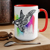 Orca Whale Tribal Rainbow Color Splash Ink Art Two-Tone Coffee Mugs 15Oz Mug