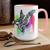 Orca Whale Tribal Rainbow Color Splash Ink Art Two-Tone Coffee Mugs 15Oz Mug
