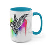 Orca Whale Tribal Rainbow Color Splash Ink Art Two-Tone Coffee Mugs 15Oz Mug