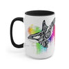 Orca Whale Tribal Rainbow Color Splash Ink Art Two-Tone Coffee Mugs 15Oz Mug