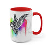 Orca Whale Tribal Rainbow Color Splash Ink Art Two-Tone Coffee Mugs 15Oz Mug