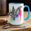 Orca Whale Tribal Rainbow Color Splash Ink Art Two-Tone Coffee Mugs 15Oz Mug