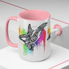 Orca Whale Tribal Rainbow Color Splash Ink Art Two-Tone Coffee Mugs 15Oz Mug