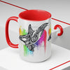 Orca Whale Tribal Rainbow Color Splash Ink Art Two-Tone Coffee Mugs 15Oz Mug