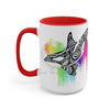 Orca Whale Tribal Rainbow Color Splash Ink Art Two-Tone Coffee Mugs 15Oz / Red Mug