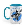Orca Whale Tribal Spirit Blue Ink Art Two-Tone Coffee Mugs 15Oz / Light Mug
