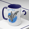 Orca Whale Tribal Spirit Blue Ink Art Two-Tone Coffee Mugs 15Oz Mug