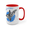 Orca Whale Tribal Spirit Blue Ink Art Two-Tone Coffee Mugs 15Oz Mug